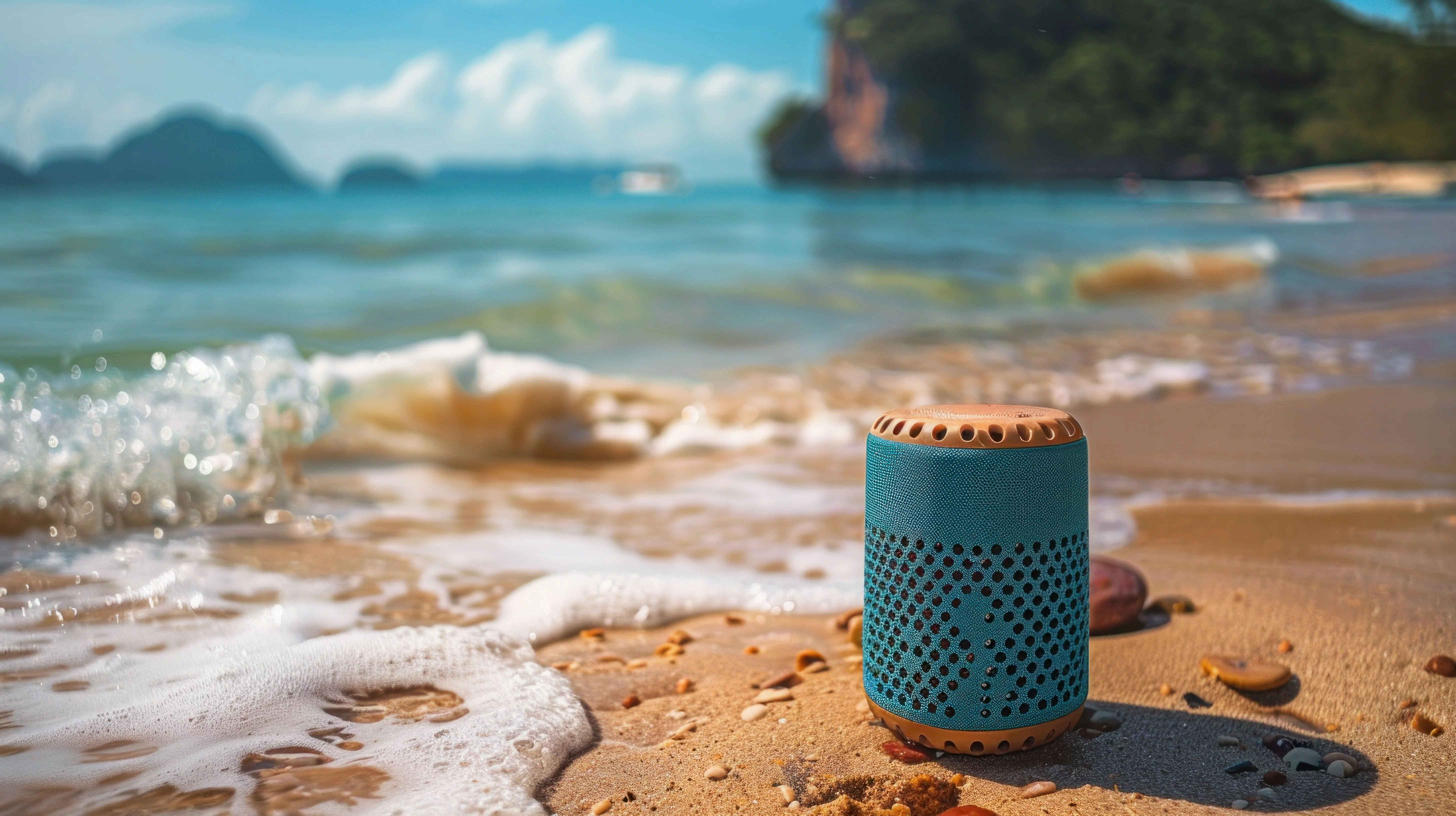 Enceinte connectée à la plage